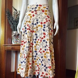 NWT Effies heart size small oil painting seashell Floral Print Midi Skirt